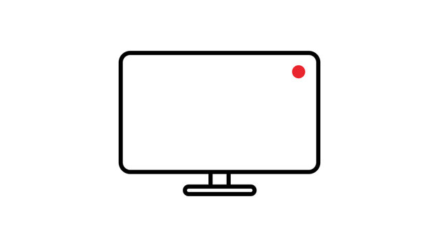Screen Record V2 minimalist black line vector icon with editable stroke representing a screen with recording indicator, clean outline illustration for digital media and video production tools.