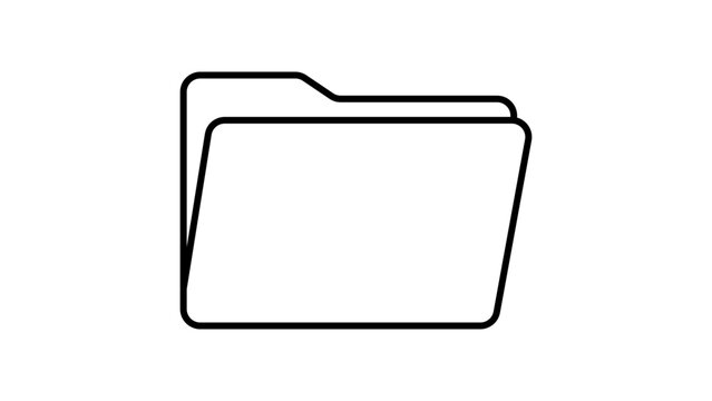 Classic file folder minimalist black line vector icon for document organization with editable stroke, clean outline illustration for office management and digital data storage interface design.