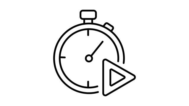Modern time tracking vector icon showing a sleek stopwatch for project management with editable stroke, ideal for workflow optimization, business timing, and productivity app illustration.