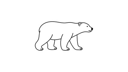 Professional polar bear vector illustration with editable stroke, clean minimalist black line icon for nature and environment protection designs, simple arctic animal sign on white backdrop. © MDRakibul