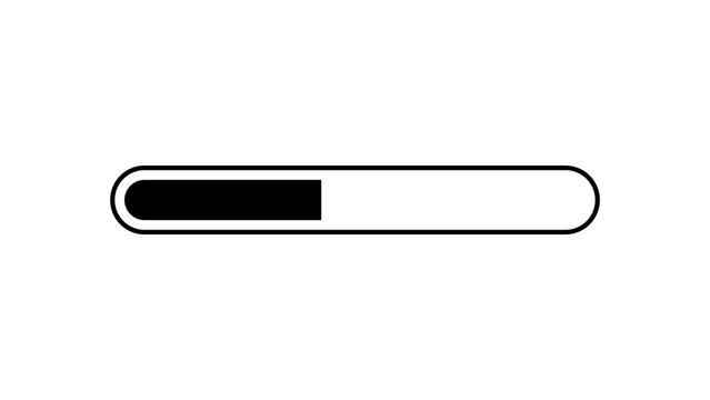Modern horizontal progress bar vector icon with an editable stroke, ideal for visualizing data upload, system processing, and step-by-step completion in a professional minimalist design.