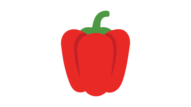 Modern flat vector icon of a fresh bell pepper isolated on a white background, high quality professional food illustration for culinary apps, healthy eating, cooking recipes and vegetable design.