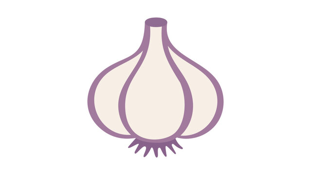 Professional garlic bulb vector icon on white background featuring a modern flat design with clean minimalist lines and simple vegetable shape for culinary branding and recipe illustration.