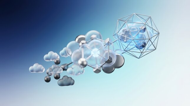 Floating cluster of cloud - like translucent forms separating