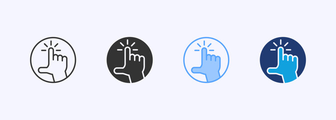 Fototapeta premium One Click Icon Set Color Multiple Style Collection Illustration