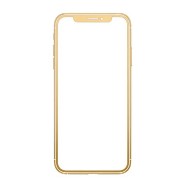 Gold iPhone frame with rounded corners isolated