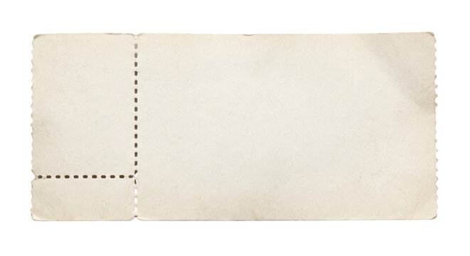 Vintage paper ticket stub mockup on transparent background