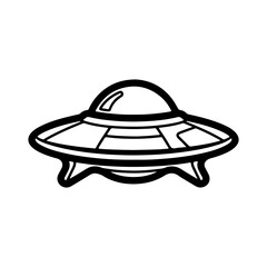 Fototapeta premium Outline of an alien spaceship with bold outline and smooth simple shape design Vector illustration