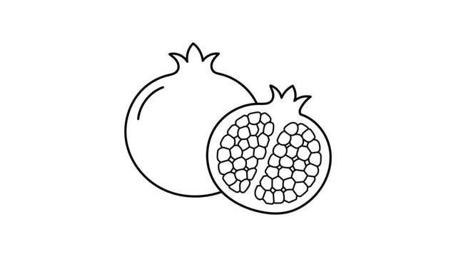 Clean line pomegranate vector icon with modifiable stroke thickness, this minimalist fruit outline graphic is excellent for contemporary organic branding and wellness marketing materials.