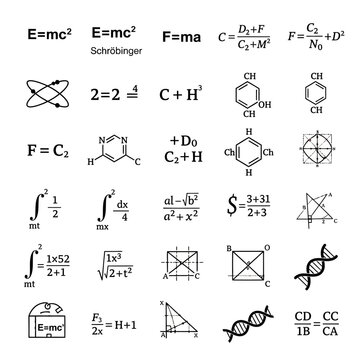 Physics and chemistry equations and formulas.