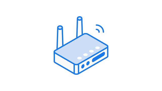 Router Animated Icon &ndash; WiFi Network, Internet Connection and Wireless Signal Motion Graphic