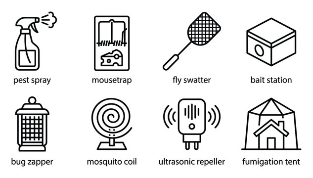Home pest control devices and tools for eradicating unwanted insects and rodents from household spaces.
