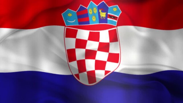Flag of Croatia, Croatia 3D Animation flag waving in the wind. 4K Croatia Flag Animation waving with fabric texture.
