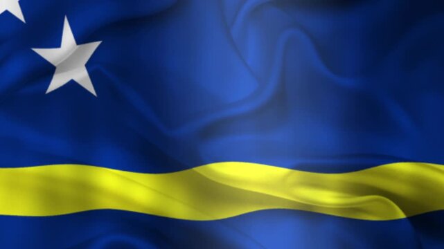 Flag of Curacao, Curacao 3D Animation flag waving in the wind. 4K Curacao Flag Animation waving with fabric texture.
