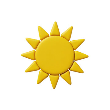 ultra-photorealistic flat lay close-up of a vibrant yellow modeling clay sun icon, isolated on a seamless transparent background (n9). hyperdetailed, shadowless studio lighting. concept for commercial