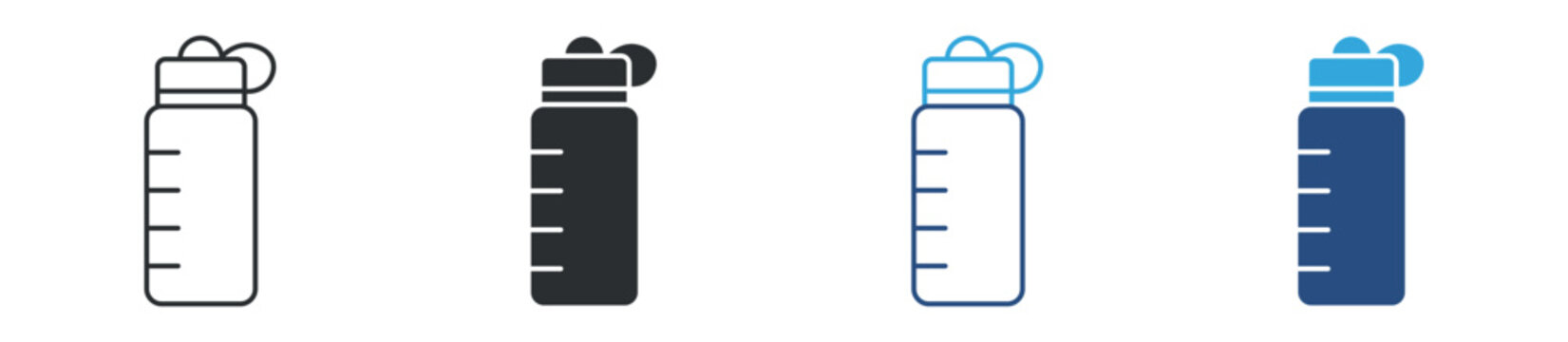 Reusable water bottle icon set. eco friendly drink container. sustainable lifestyle and zero waste concept. vector illustration.