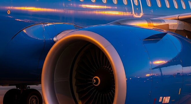 Closeup of airplane engine detail.