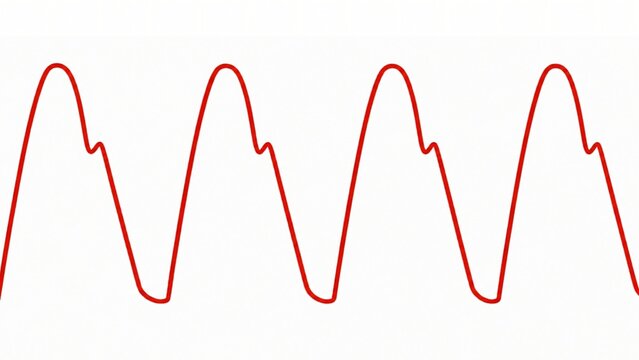 Medical illustration of a red arterial pressure waveform showing dicrotic notches. Ideal for clinical education on hemodynamics, heart rate monitoring, and cardiovascular health awareness.