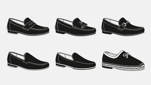 Collection of Men's Black Loafer Shoes in Silhouette Style