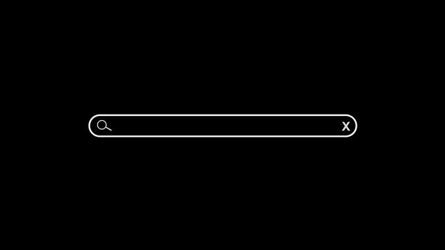 Minimal search bar background with white outline icon, black empty space, and clean web interface style. Perfect for internet videos, app tutorials, browser intros, SEO promos, and title overlays.