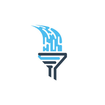 Blue flame logo design element.