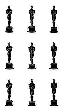 Multiple Oscar Statues Montage Background, Award Ceremony Concept