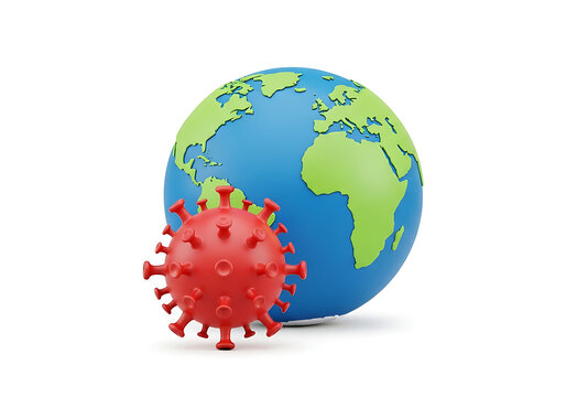 global pandemic virus outbreak on world map 3d render