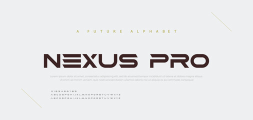 Sport modern alphabet logo font. Typography bold typeface for sport, technology, digital, future creative logos fonts.  © Moscoo
