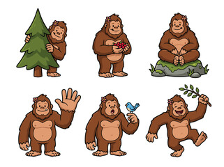Fototapeta premium Bigfoot Cartoon Character Set.