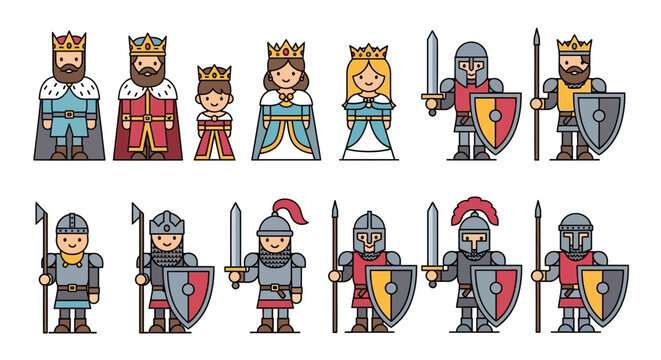 Medieval Royal Family And Warriors Collection Featuring Kings Queens Princes Princesses And Soldiers Ready For Battle And Defense