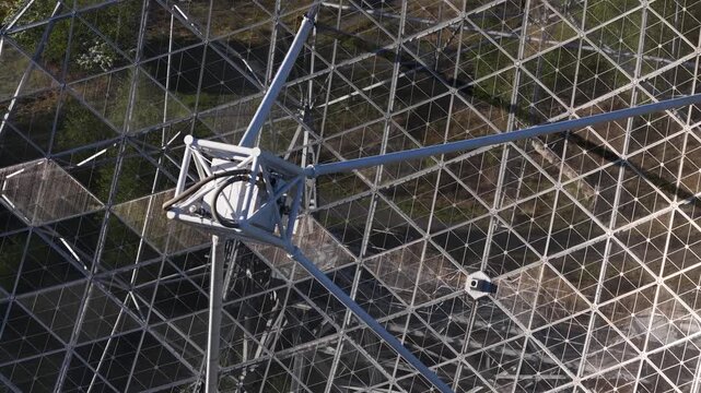 Radio telescope parabolic antenna searching for signals