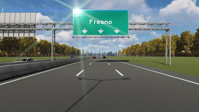 Fresno city signboard on highway