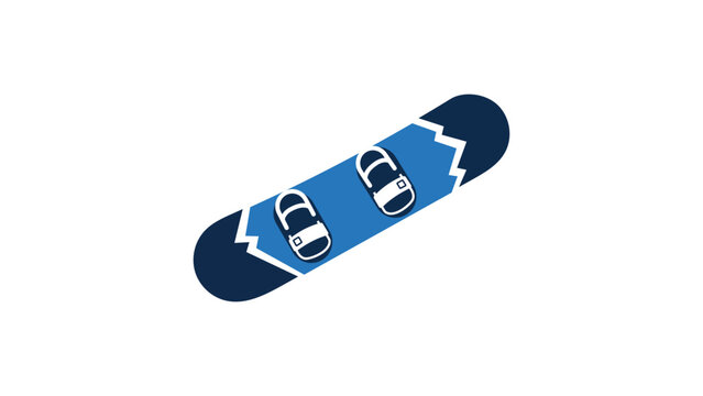 Clean snowboard vector icon illustration with bold lines for winter sports design, featuring a minimalist hand-drawn style and scalable outline, perfect for modern graphic resources and apps.