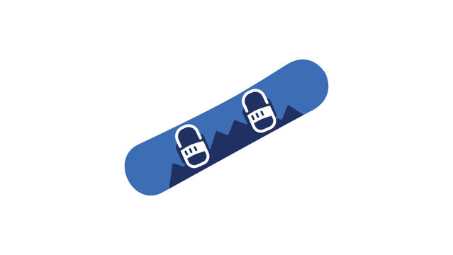 Modern flat vector icon of a snowboard on white background, perfect for winter sports branding and minimalist illustration design, featuring clean lines and bold shape for scalable graphics.