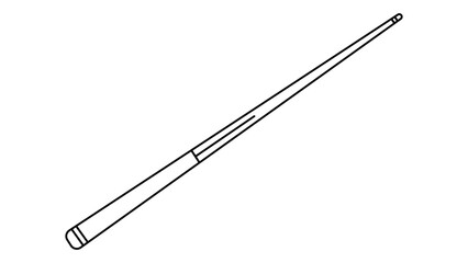 A minimalist snooker cue vector icon with an editable stroke, providing a clean black line illustration for sports equipment designs, featuring a scalable outline and adjustable weight options. © mdkaosarhabib
