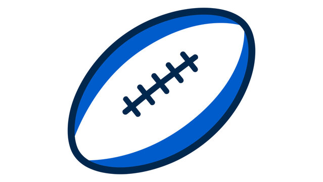 Rugby ball modern flat vector icon on white background representing american football equipment illustration for professional sports match and team competition training sessions graphic art.