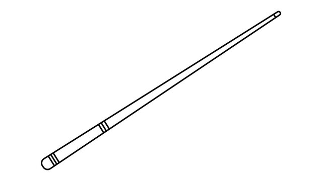 Professional snooker cue vector illustration with an editable stroke, showcasing a minimalist black line design for billiard sports and pool equipment with customizable thin line weight features.