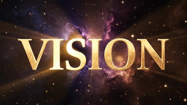 Golden Vision Text Animation with Cosmic Background.