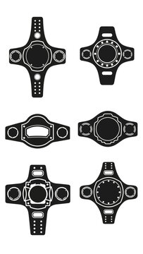 Championship Belt Icons Set, Boxing Title Belt Vector Graphics