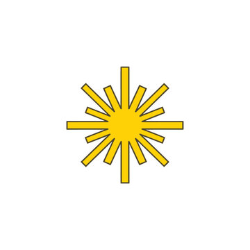 Vibrant yellow starburst icon design on isolated white background