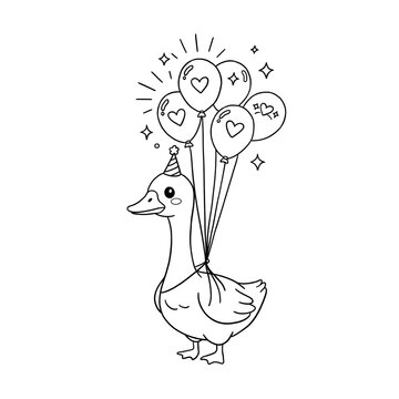 Black and White, Outline Hand drawn Silly Goose theme clip art, Perfect for DIY, Coloring page, and Cricut.