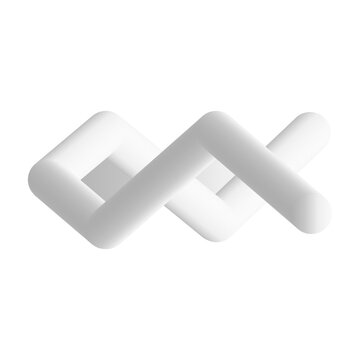 White 3d geometric infinite loop shape with soft texture