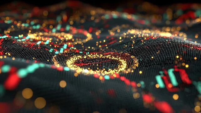 Seamless loop multi signal data landscape, complex market interaction corporate background.