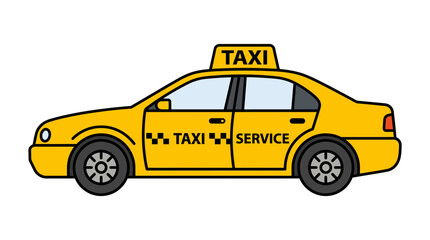 Fototapeta premium Yellow taxi car with TAXI SERVICE sign on top, representing a convenient mode of urban transportation