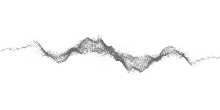 Abstract grey particle wave flow shape composed of small dots