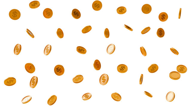 Dollar coin scatter background isolated financial pattern modern money concept 3d rendered