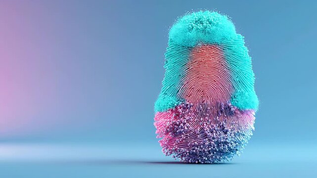 Seamless loop biometric fingerprint animation, adaptive identity security corporate background