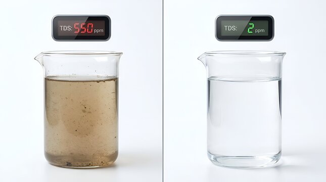 Dirty vs Clean Water Comparison with Digital TDS Meter Readings