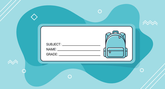 Customizable school backpack name tag template designed for students to identify their books and belongings easily.