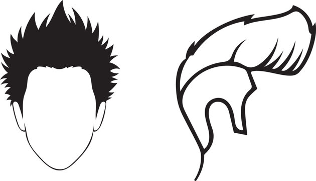 punk mohawk hairstyle with dynamic motion swirl vector illustration